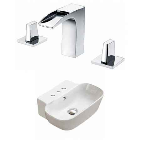 16.34-in. W Wall Mount White Vessel Set For 3H8-in. Center Faucet